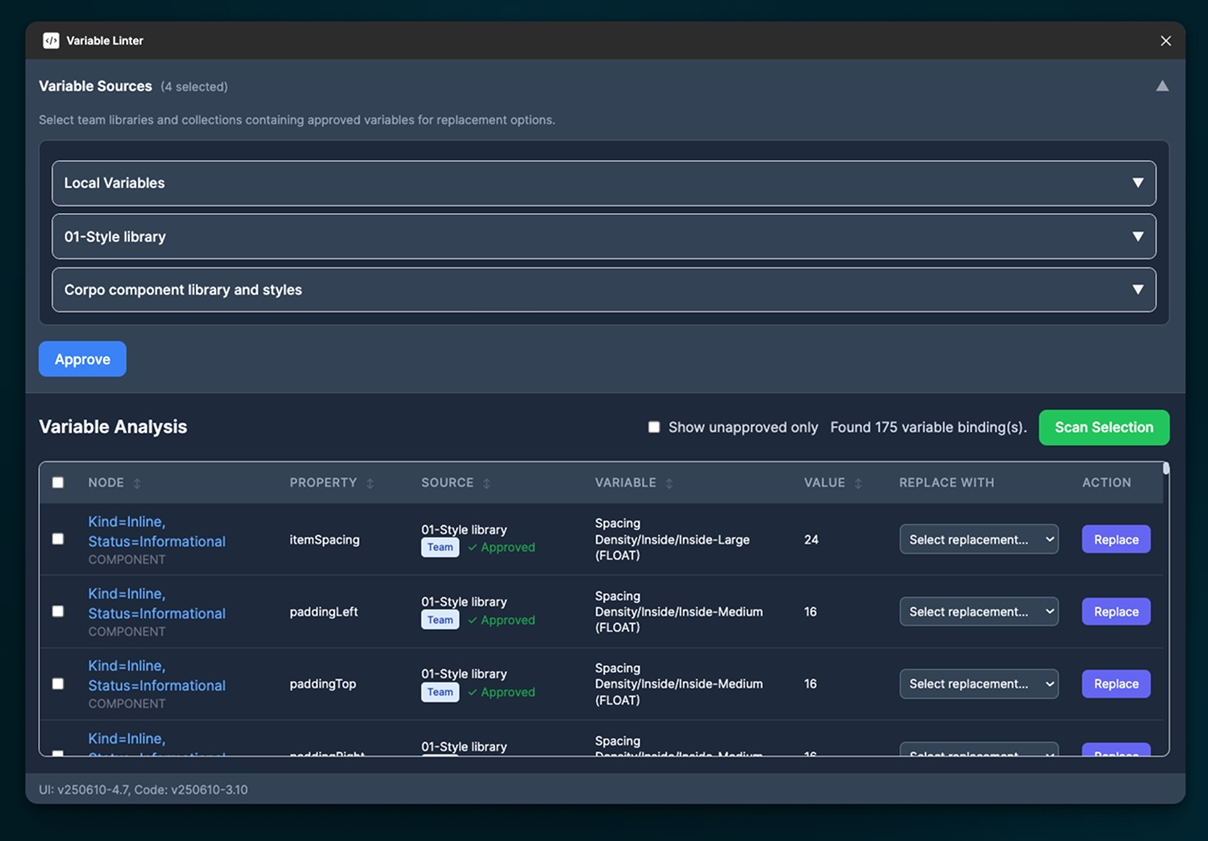 Figma plug-in: Variable Linter