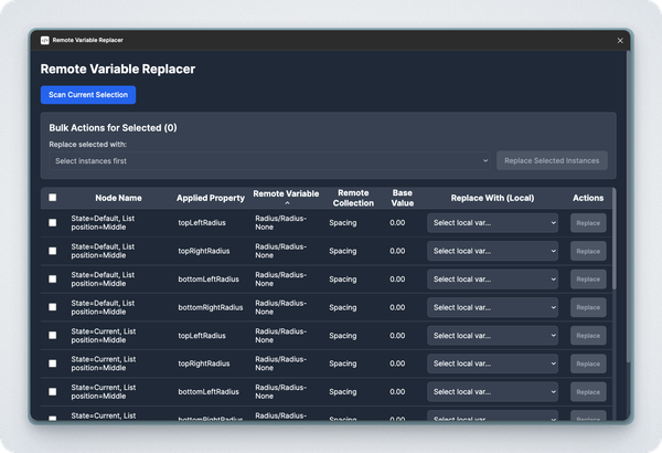 Figma plug-in: Remote variable replacer