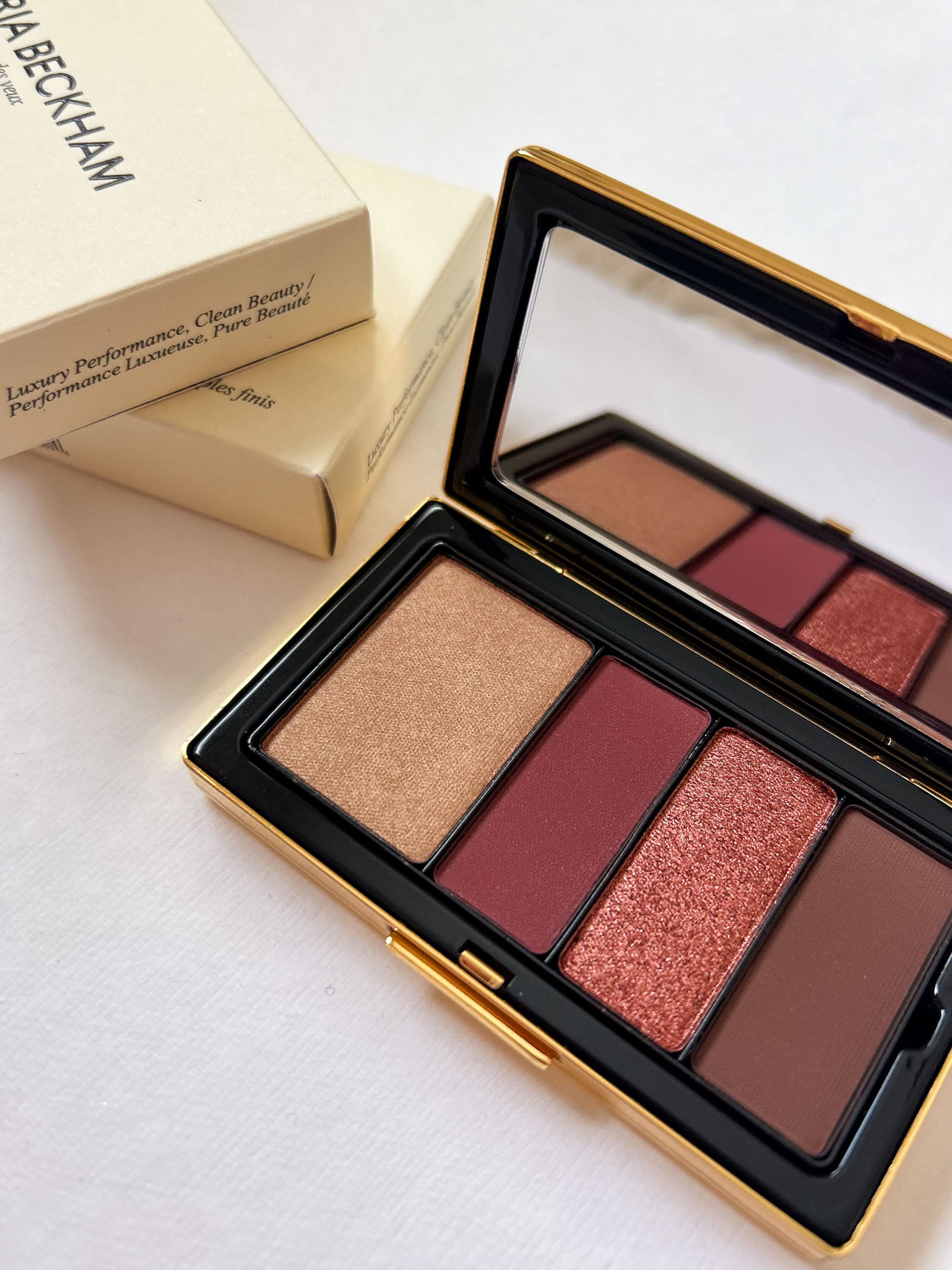Victoria Beckham Bordeaux Eye Wardobe palette close up in natural light