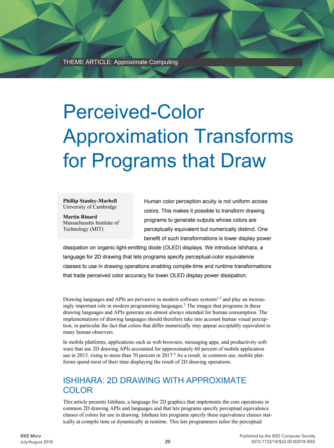 Perceived-Color Approximation Transforms for Programs that Draw