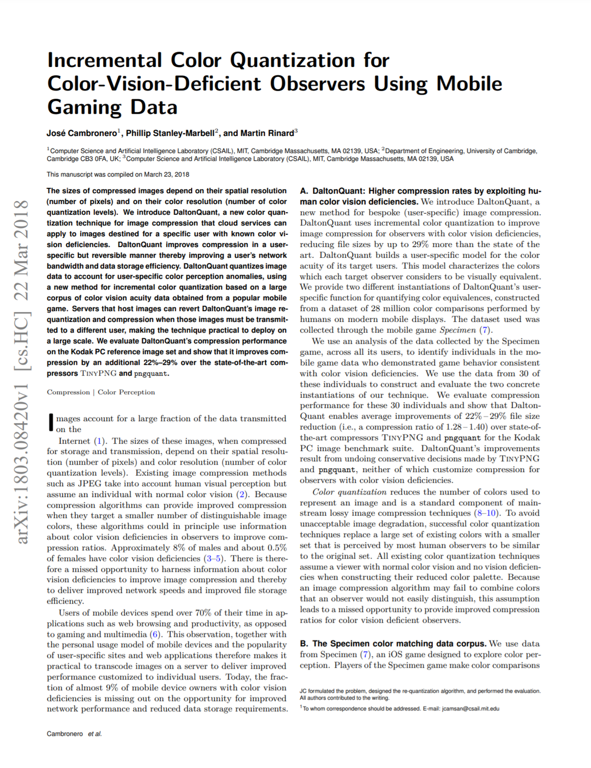 Incremental Color Quantization for Color-Vision-Deficient Observers Using Mobile Gaming Data