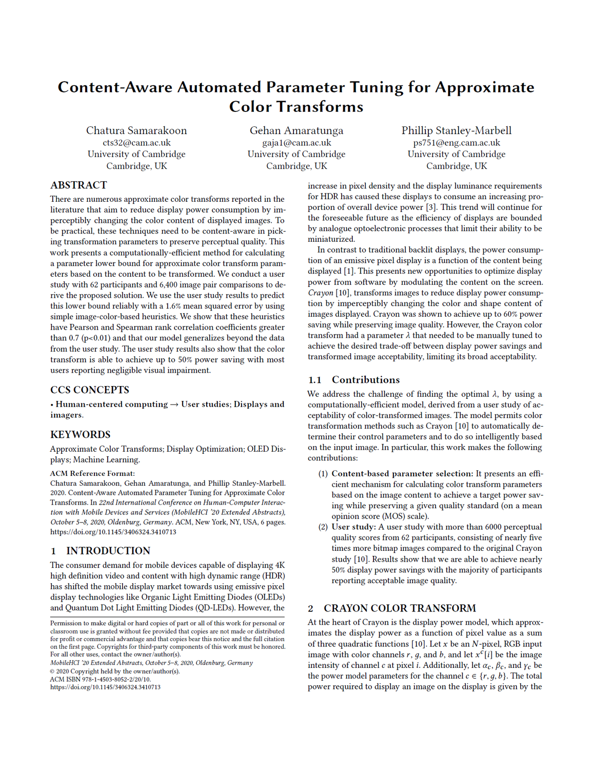 Content-Aware Automated Parameter Tuning for Approximate Color Transforms