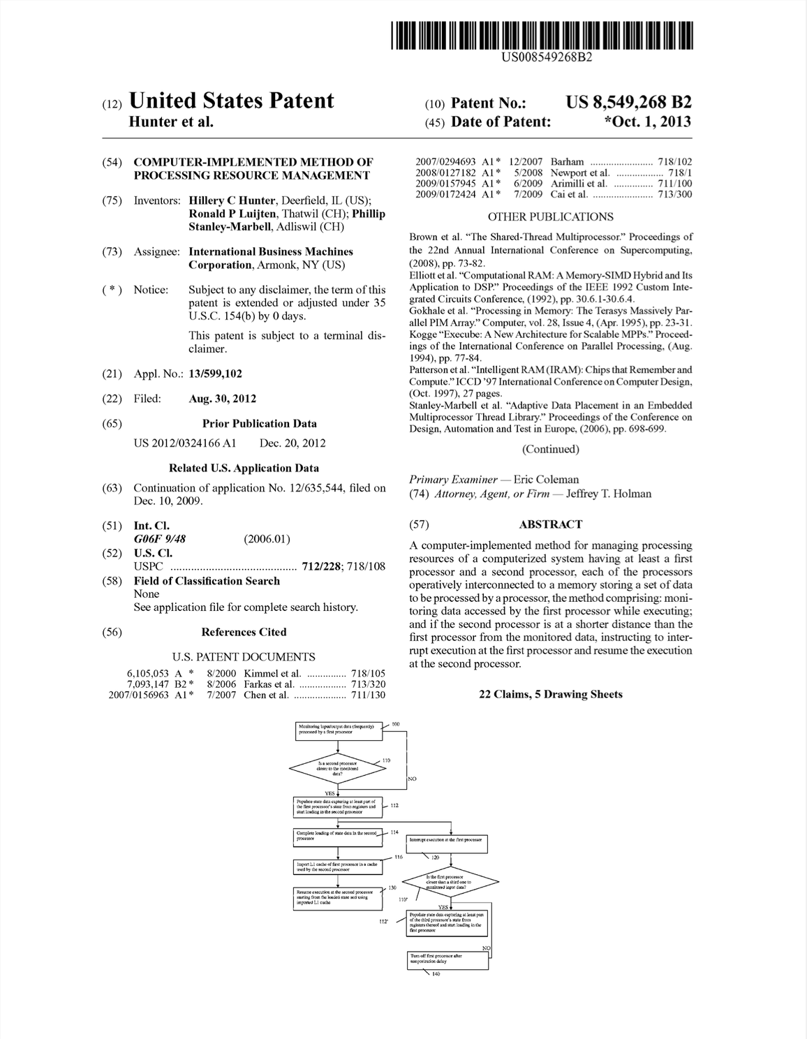 Computer-Implemented Method of Processing Resource Management (US Patent #8549268, Granted October 2013)