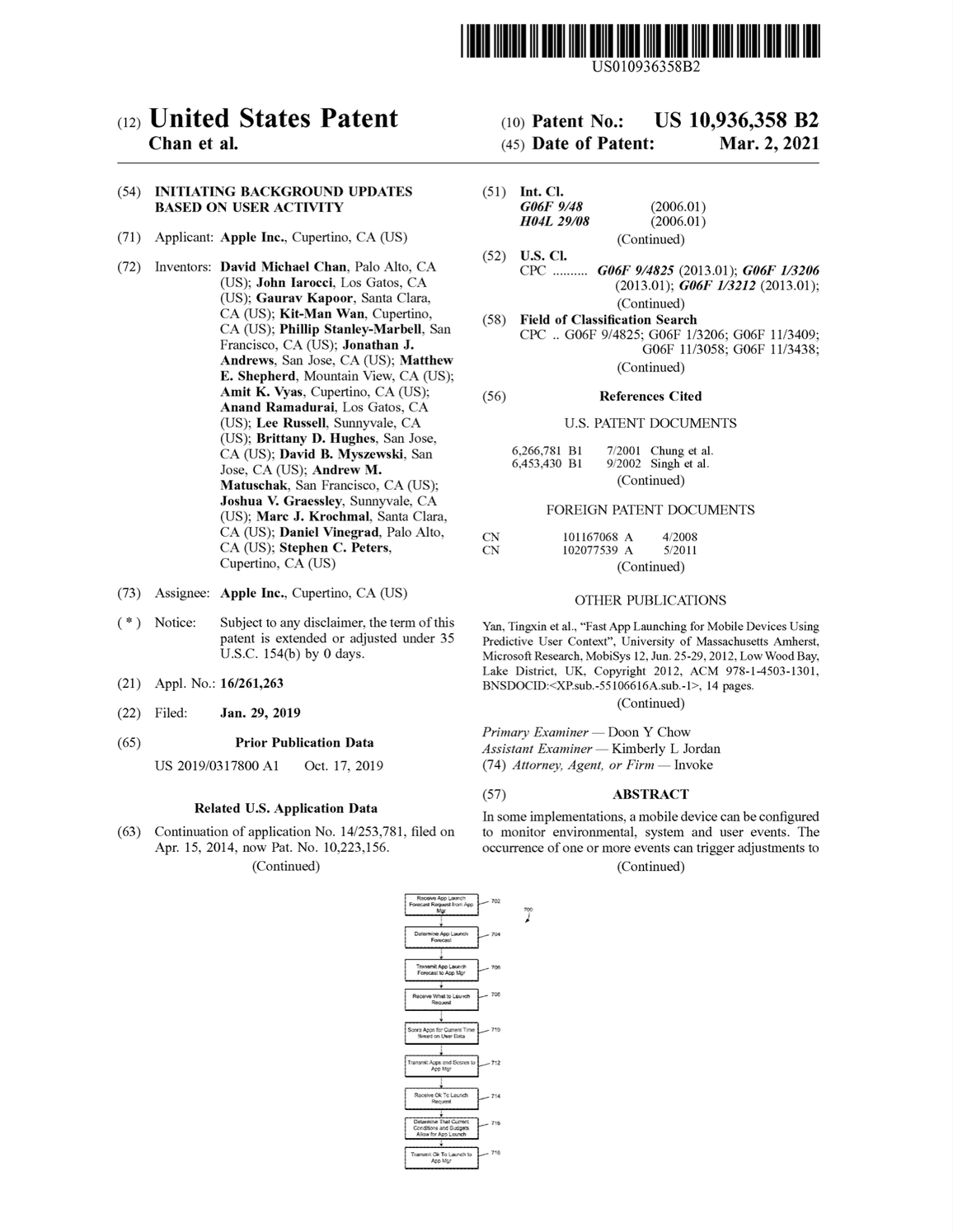 Initiating Background Updates Based on User Activity (US Patent #10936358, Granted March 2021)