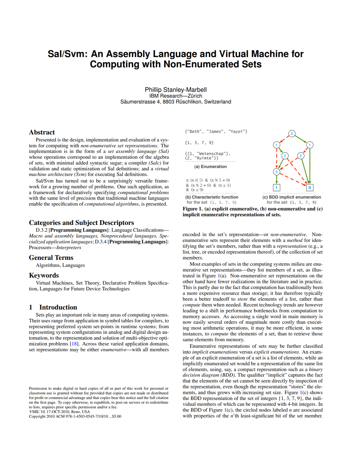 Sal/Svm: an assembly language and virtual machine for computing with non-enumerated sets