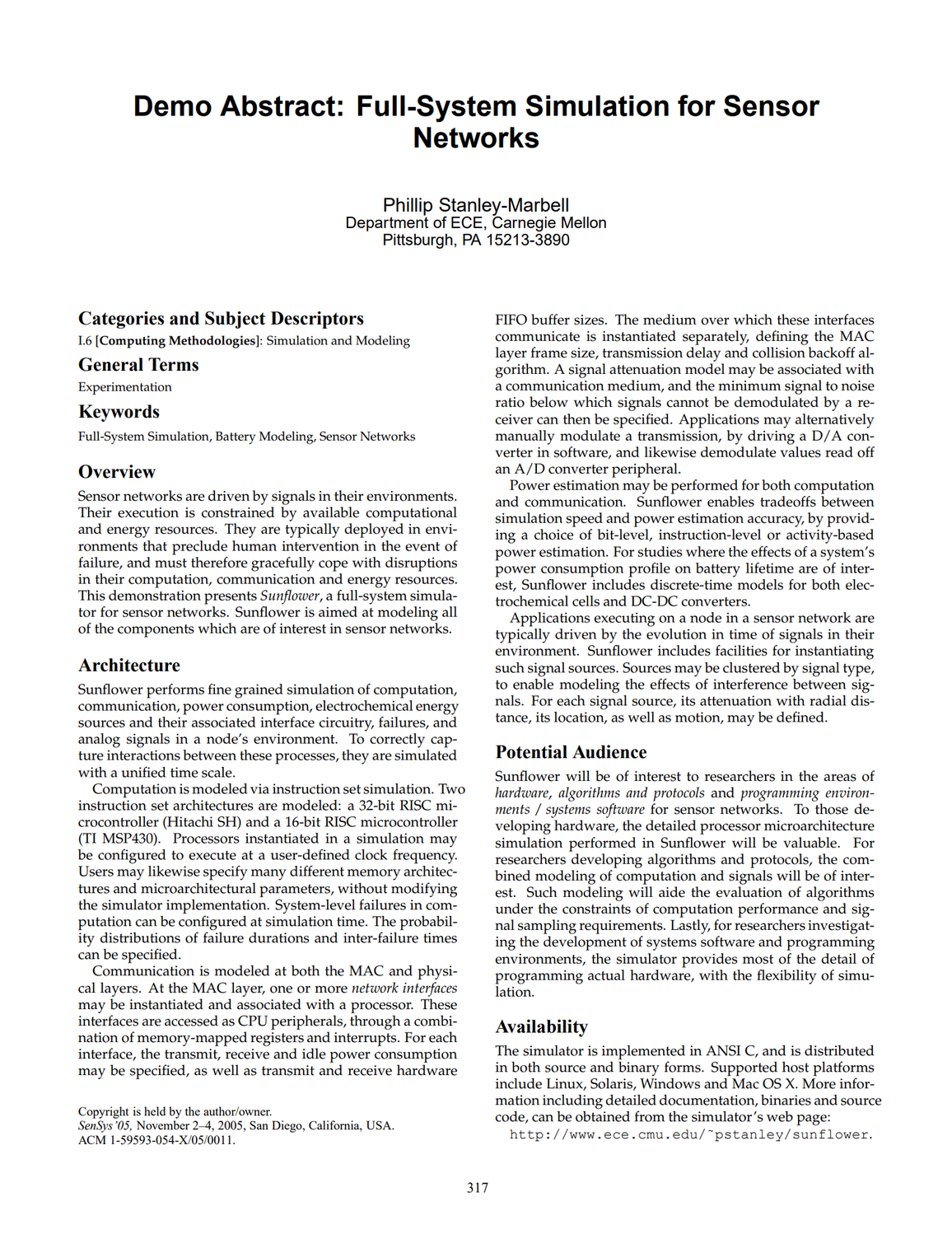 Full-system simulation for sensor networks