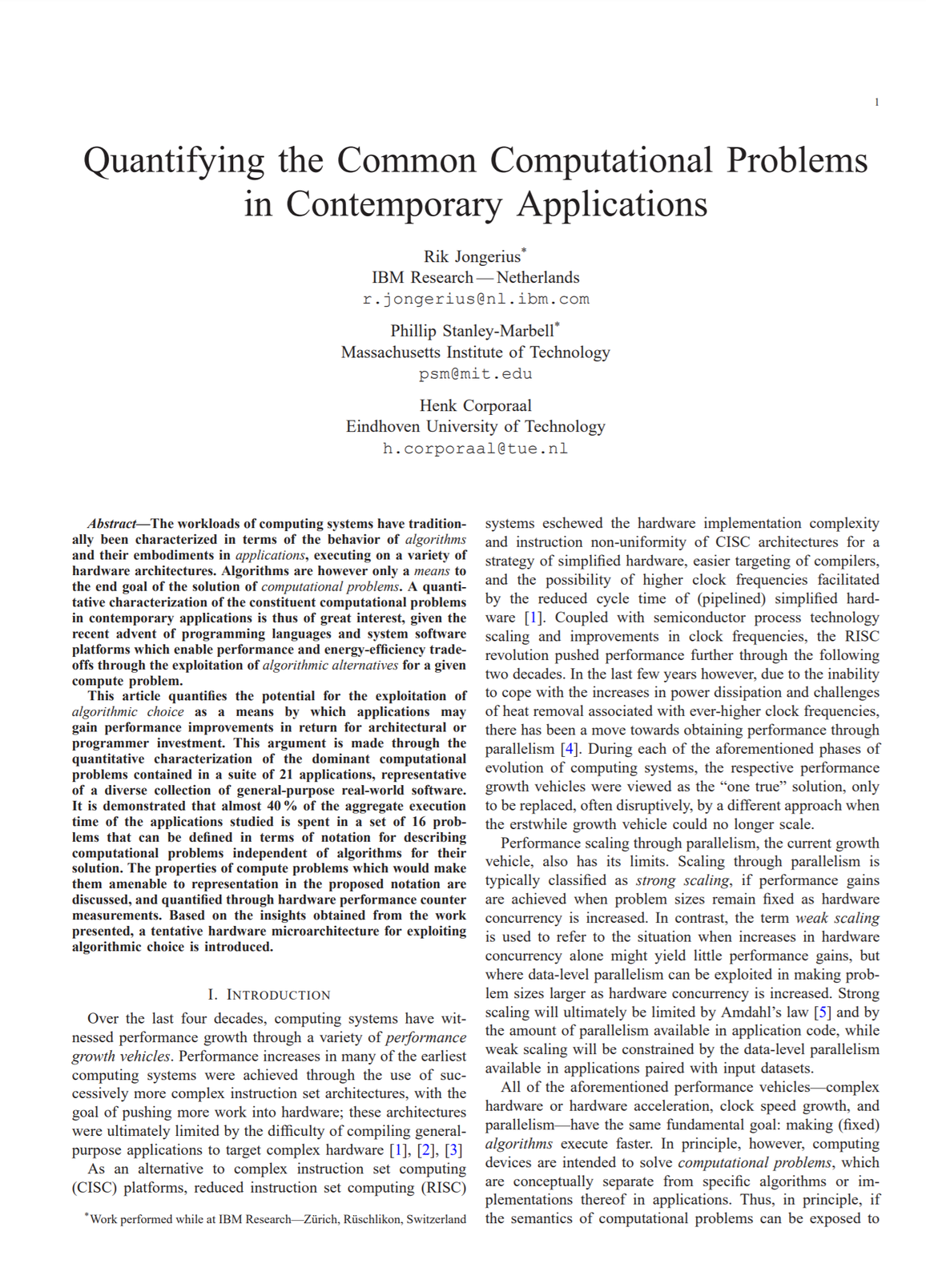 Quantifying the Common Computational Problems in Contemporary Applications (Extended Version)
