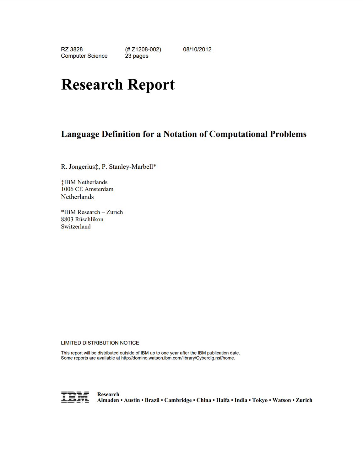 Language Definition for a Notation of Computational Problems