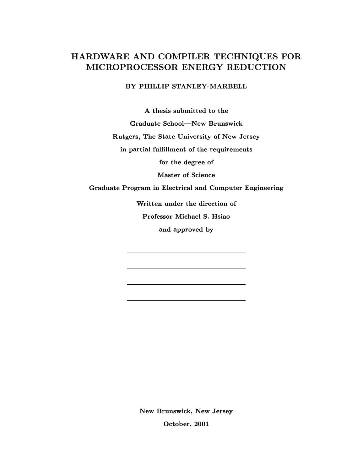 Hardware and Compiler Techniques for Microprocessor Energy Reduction