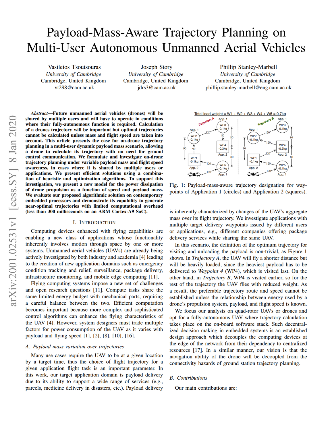 Payload-Mass-Aware Trajectory Planning on Multi-User Autonomous Unmanned Aerial Vehicles