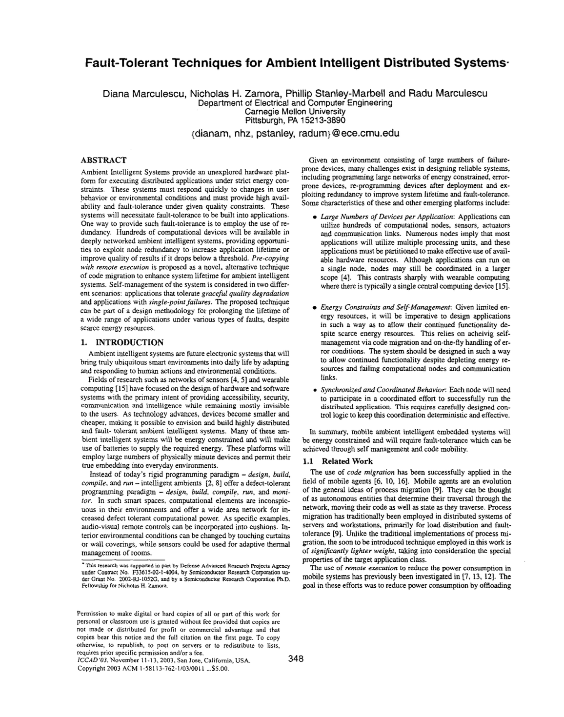 Fault-Tolerant Techniques for Ambient Intelligent Distributed Systems