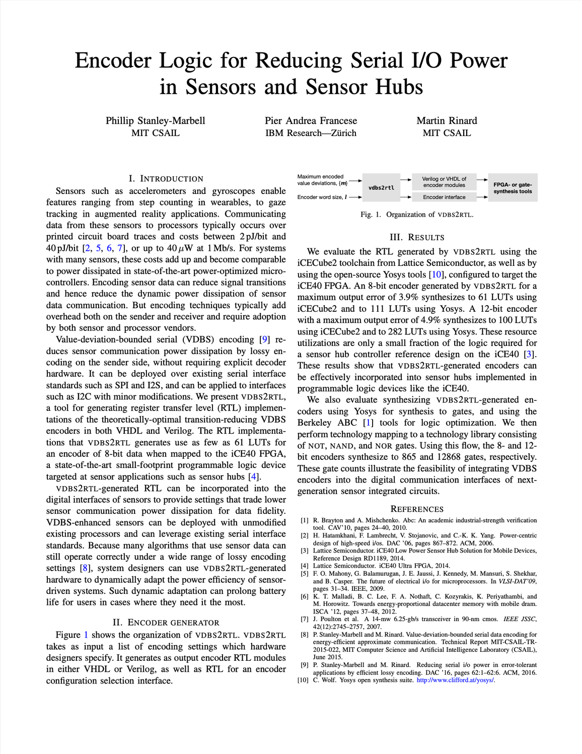Encoder logic for reducing serial I/O power in sensors and sensor hubs