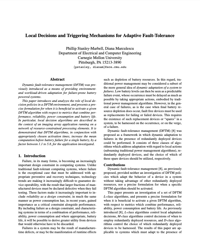 Local Decisions and Triggering Mechanisms for Adaptive Fault-Tolerance