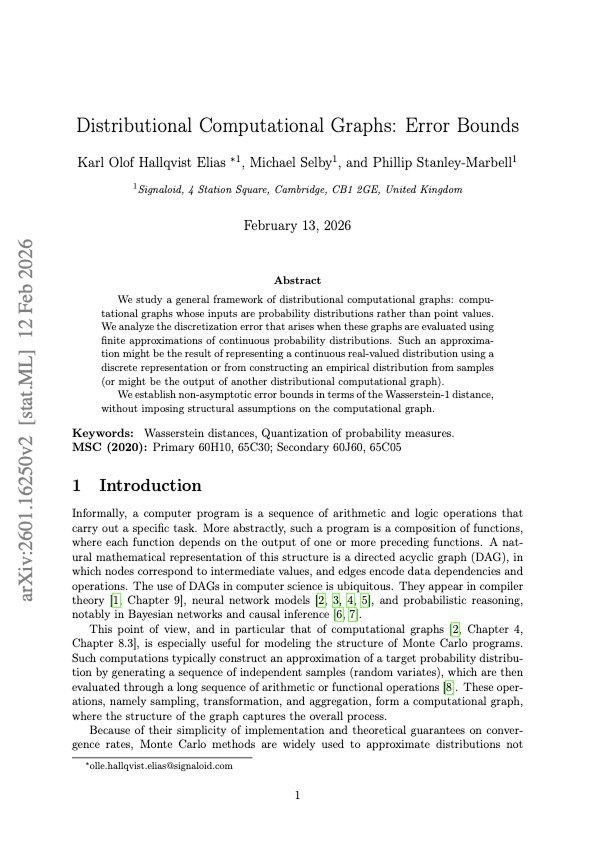 Distributional Computational Graphs: Error Bounds