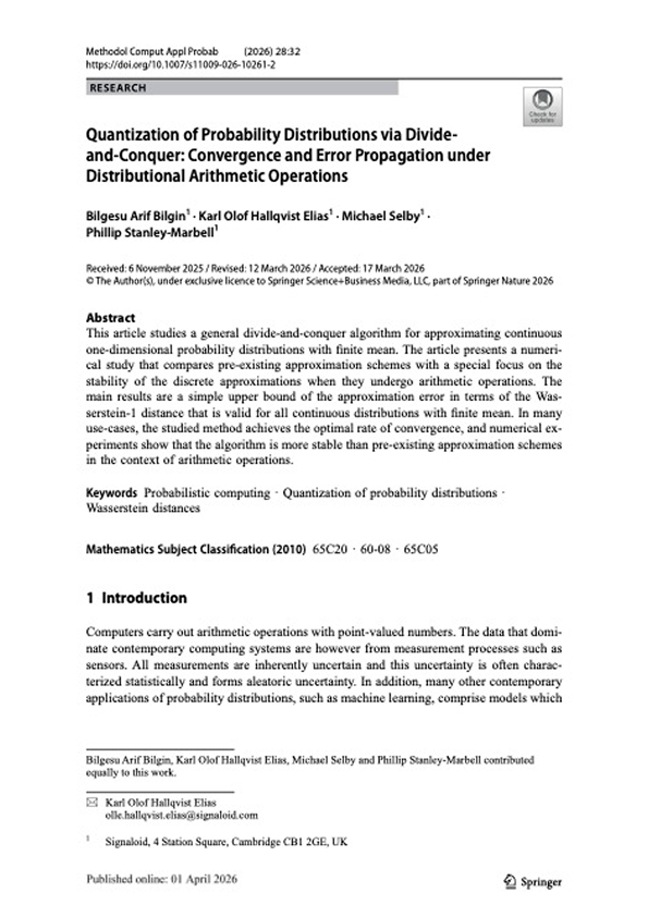 Quantization of Probability Distributions via Divide-and-Conquer: Convergence and Error Propagation under Distributional Arithmetic Operations