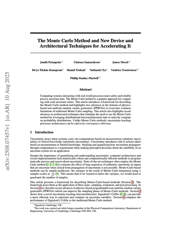 The Monte Carlo Method and New Device and Architectural Techniques for Accelerating It