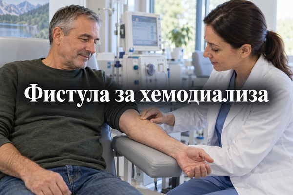 Преглед на ръката при пациент с диализен съдов достъп.