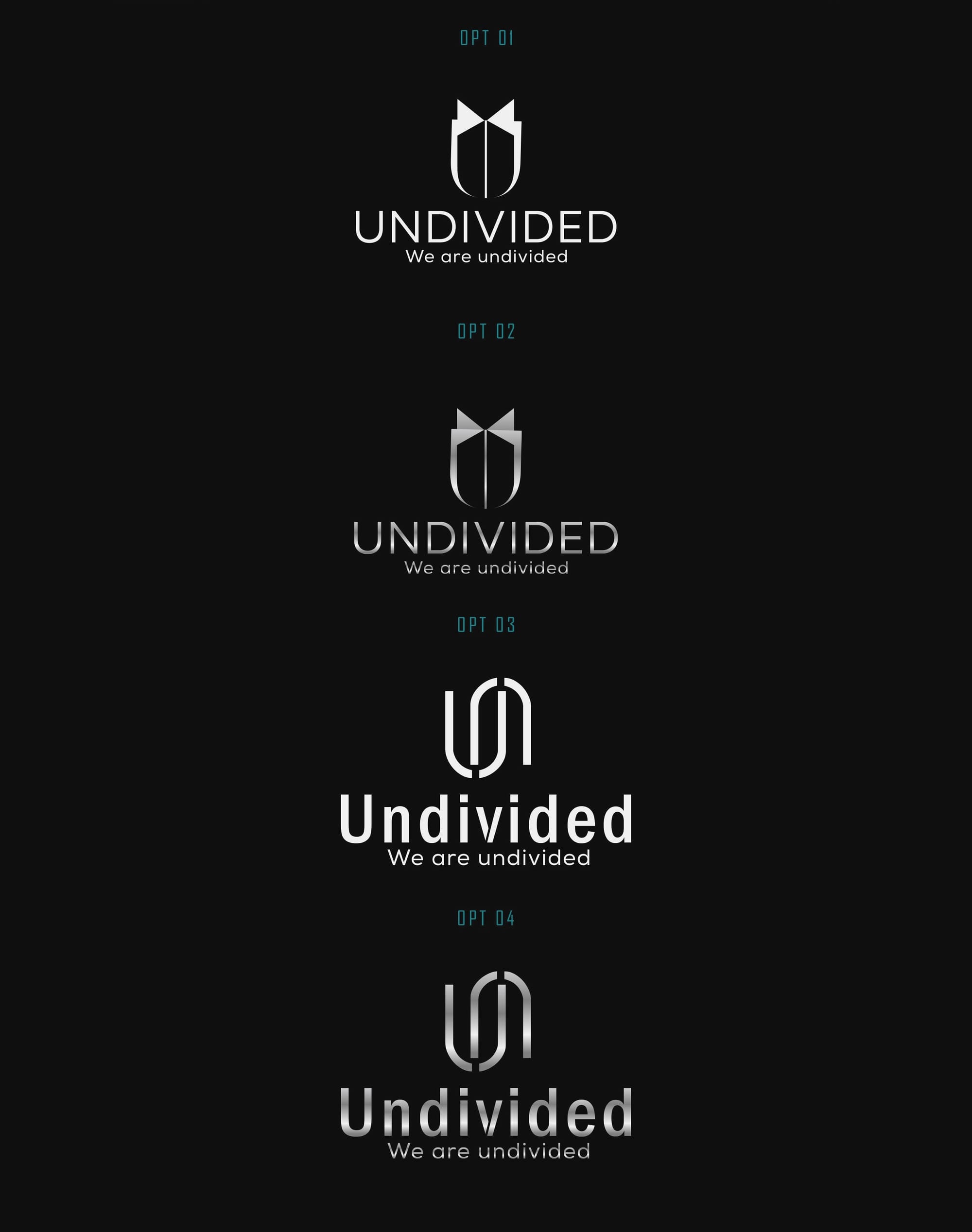 Initial logo design concepts for Undivided