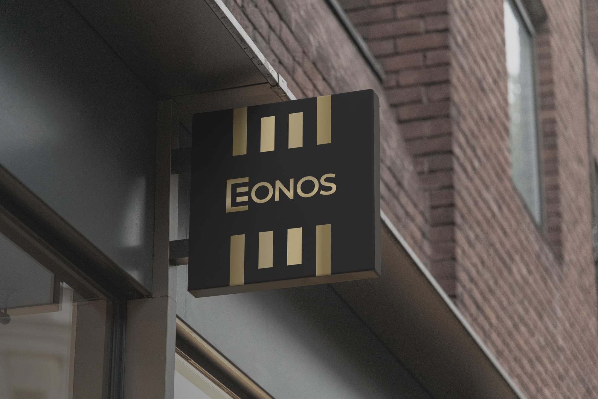 Eonos Minimal logo design sign mockup
