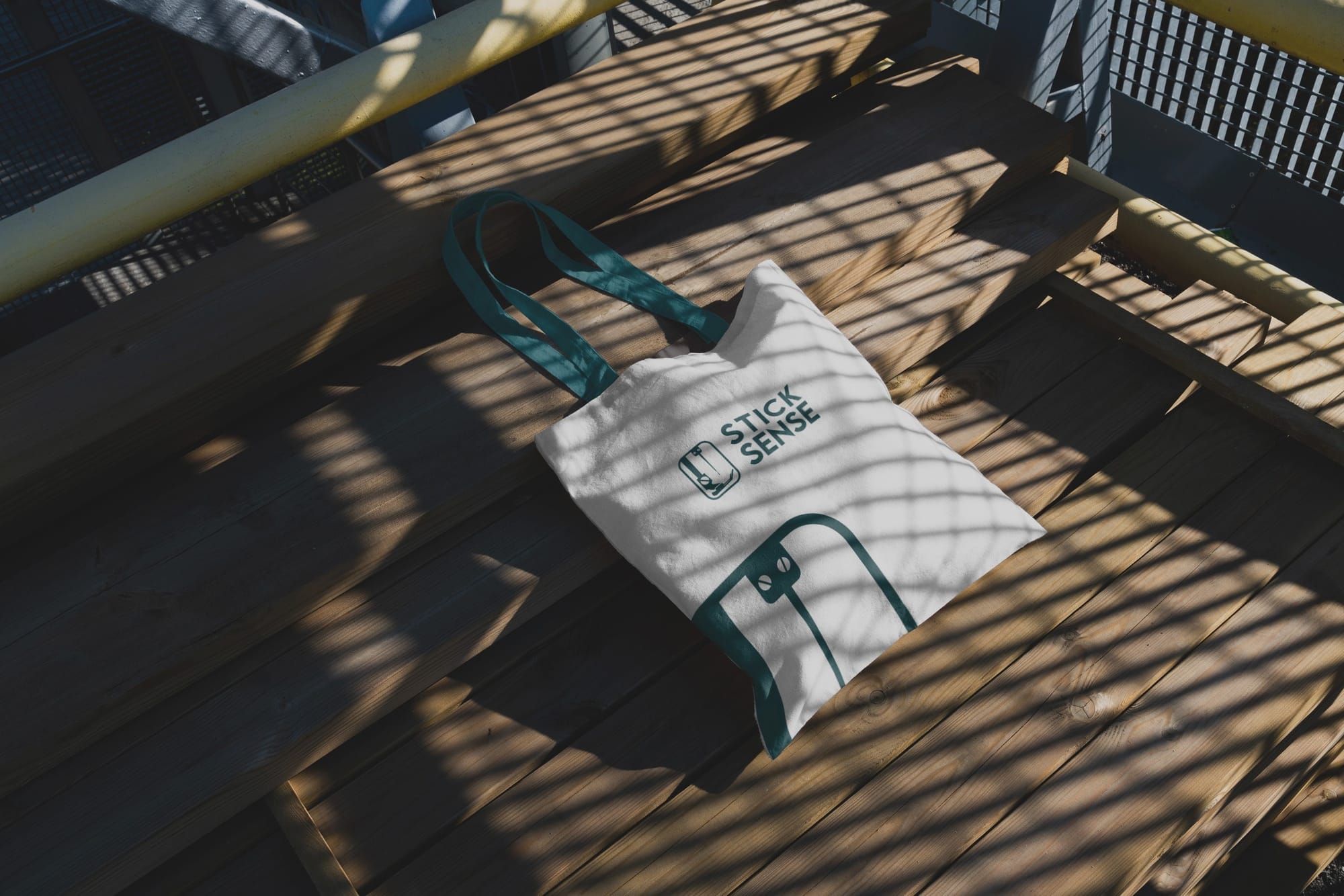 StickSense modern logo branding mockup on tote bag