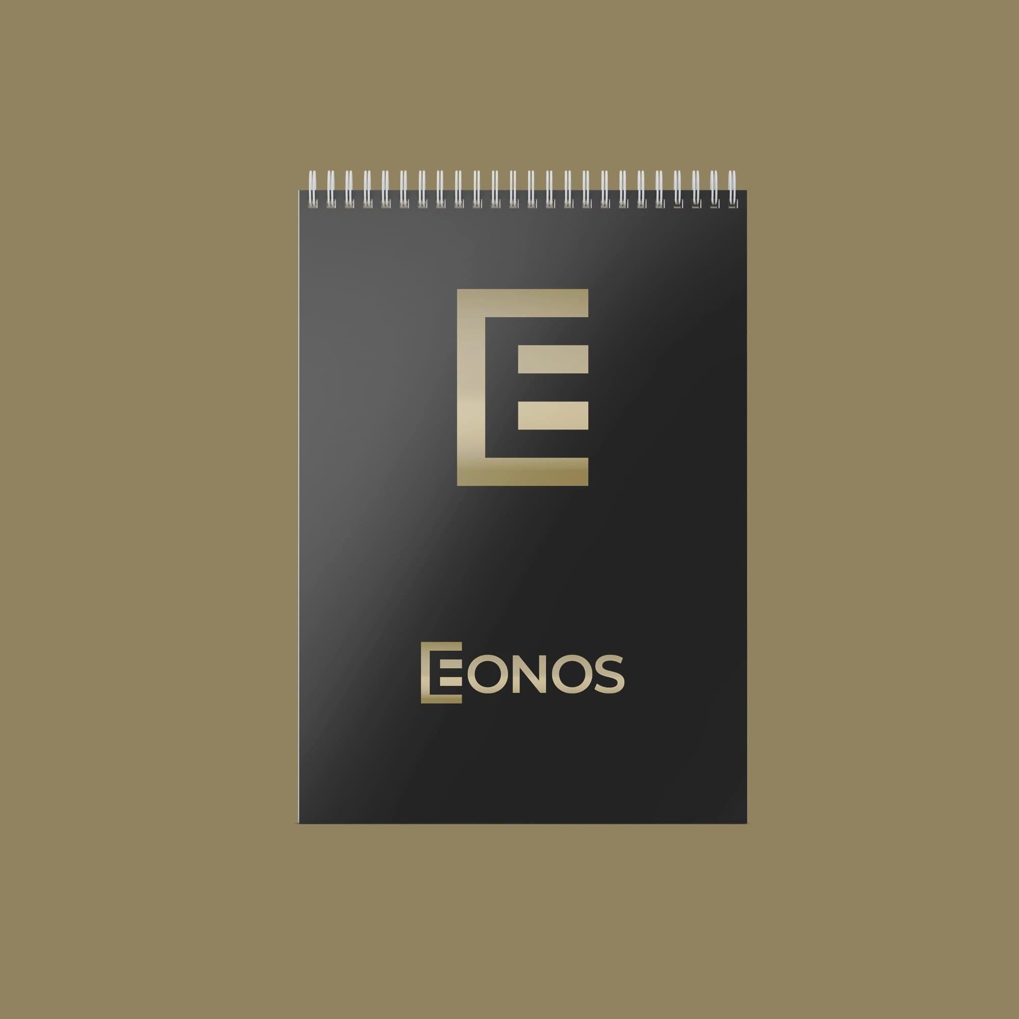 Eonos Minimal logo design A4 spiral calendar mockup