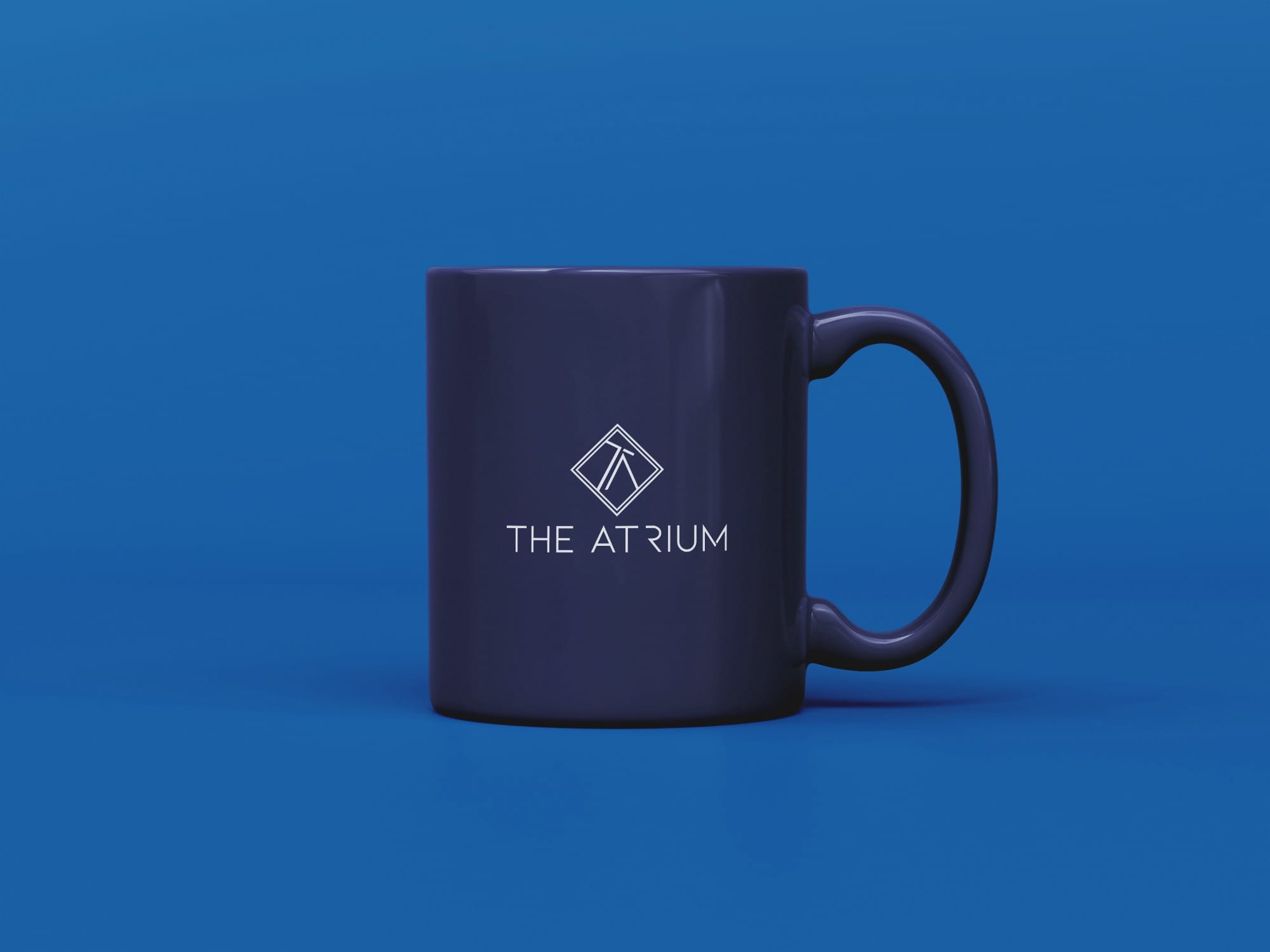 The Atrium logo on a mug mockup