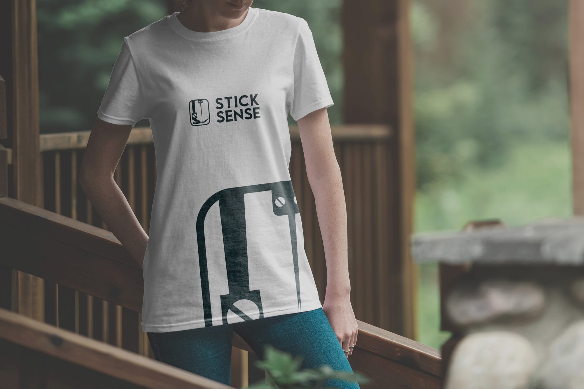 StickSense modern logo design t-shirt mockup (Adventure Edition)