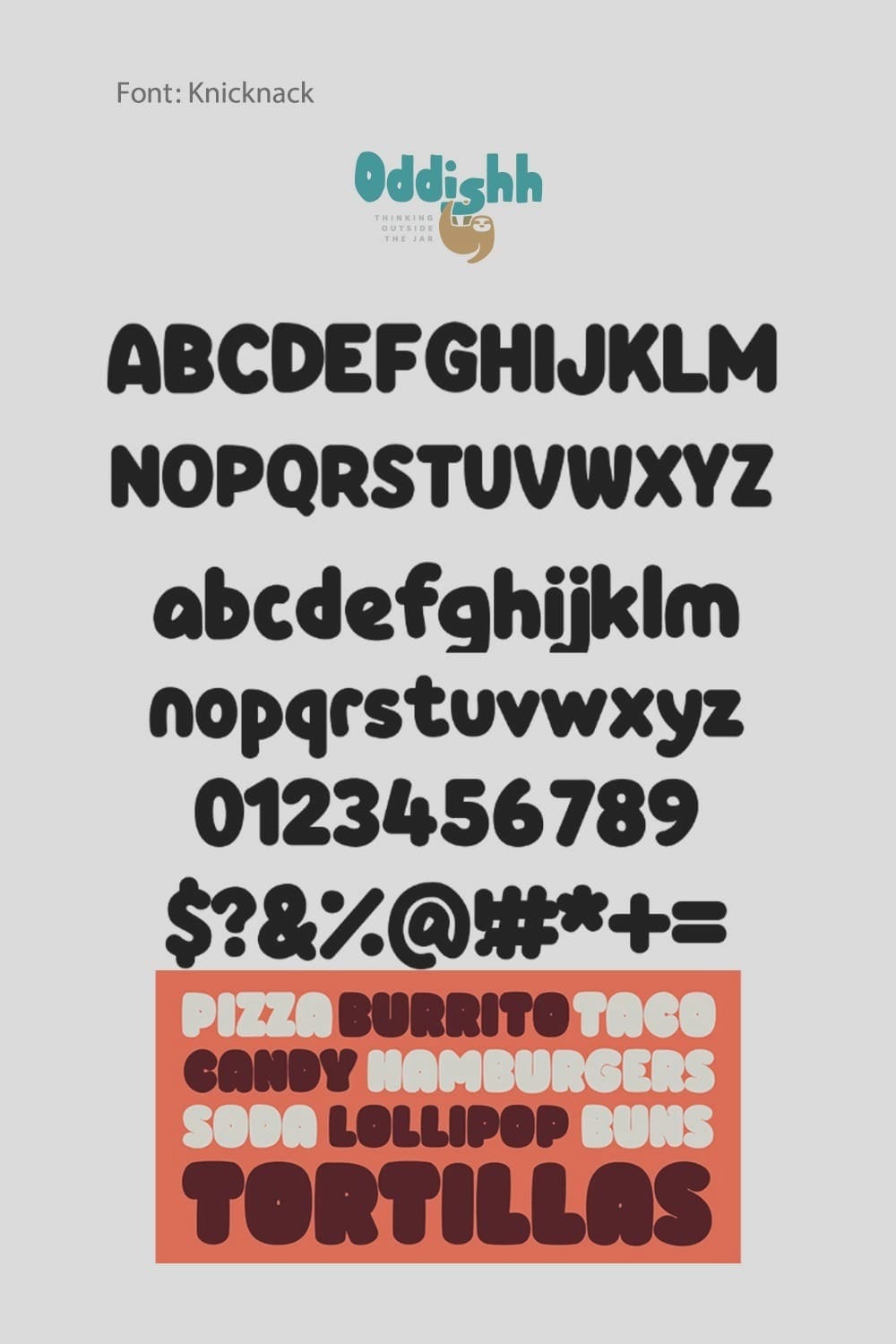 Knicknack font in Oddishh logo