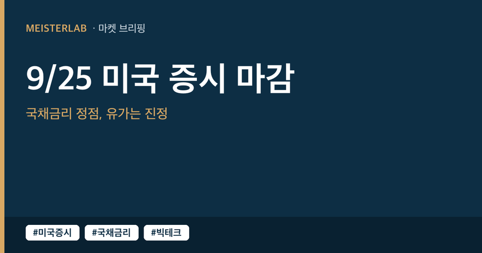 [9/26] 미국 증시 마감 시황(9/25 금) — 국채금리 정점 찍고 유가 진정, 3대 지수 주간 상승 마감