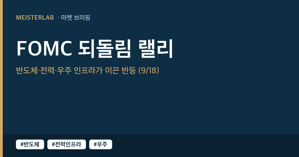 9/18 FOMC 되돌림 랠리 — 반도체·전력·우주 인프라가 이끈 반등