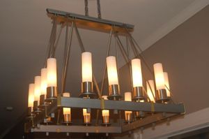 Custom steel and brass chandelier