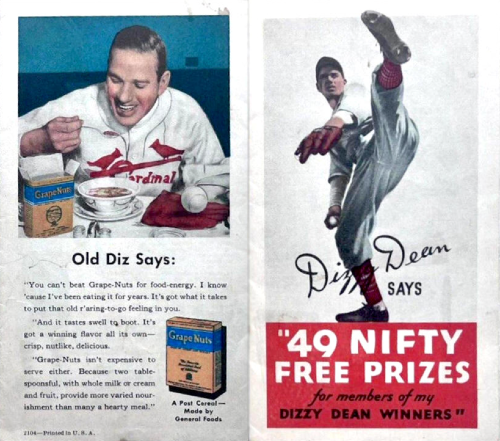 An old Grape Nuts ad featuring Dizzy Dean