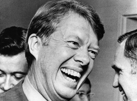Jimmy Carter laughing in an unsettlingly maniacal fashion