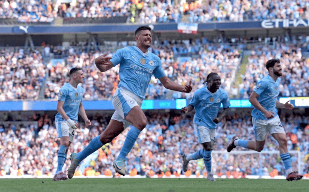 Manchester City players celebrating