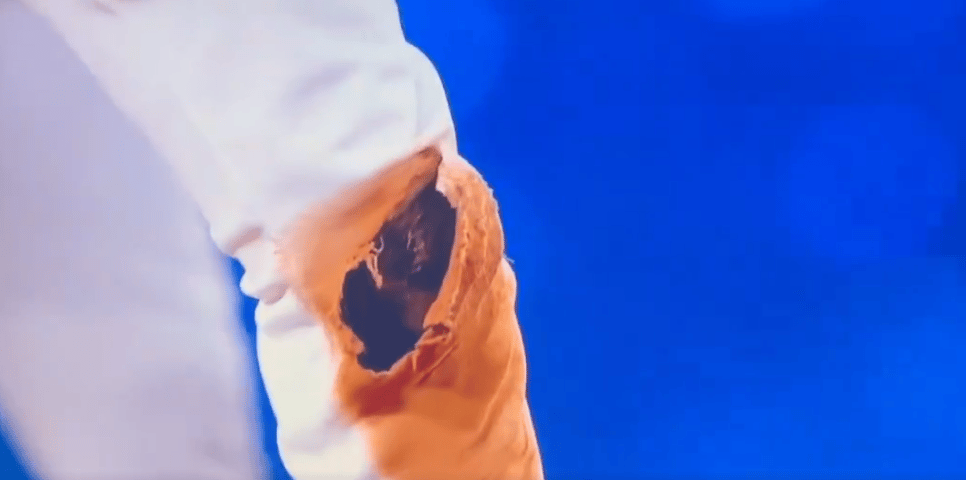 Torn knee on Ohtani's pants