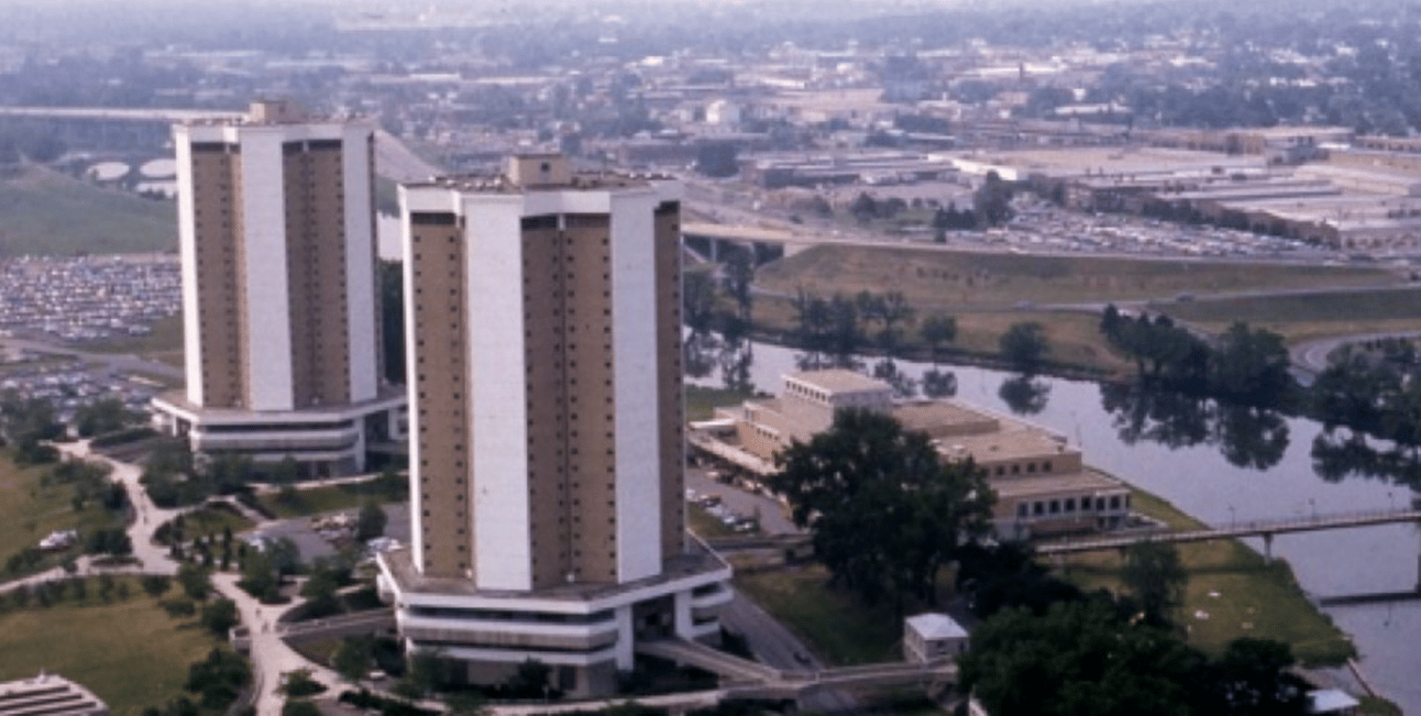 Lincoln and Morrill Towers. Residence Halls at Ohio State University. 