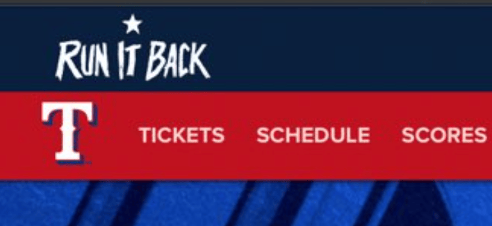 Rangers website banner saying "Run it Back" on it.