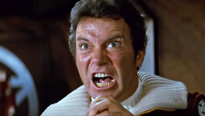 Shatner doing the "KHAN!" thing from Star Trek II