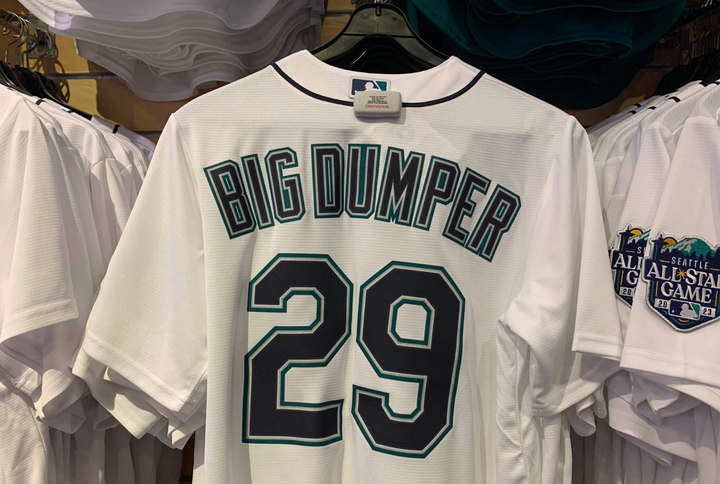 Cal Raleigh Mariners jersey for sale in the team shop with the name Big Dumper on the back