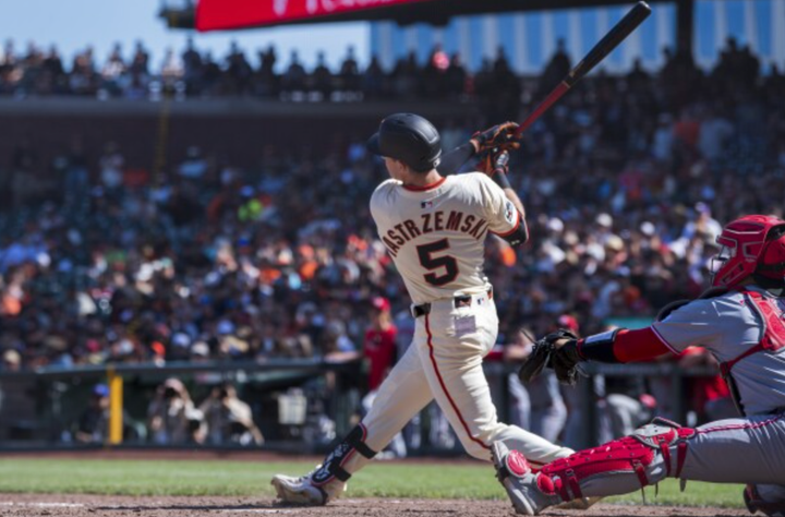 Mike Yastrzemski hitting a walkoff homer