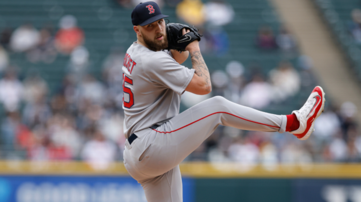 Garrett Crochet winding up to pitch