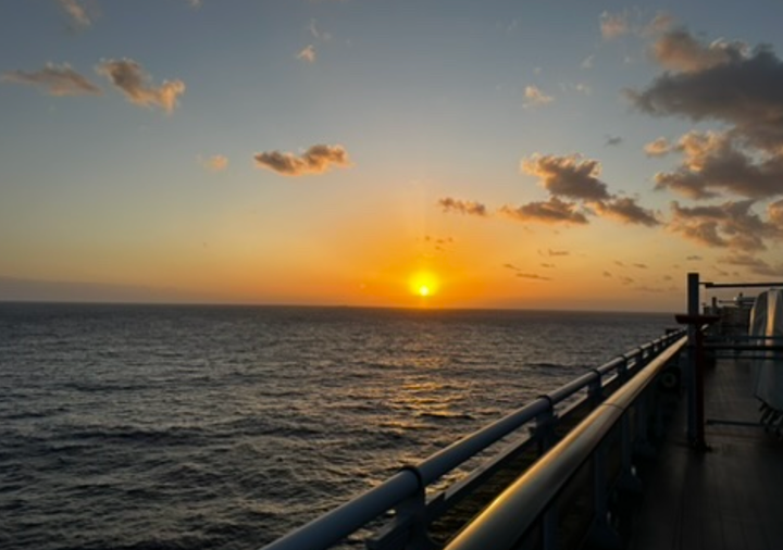 Sunrise over the Caribbean from the ship's deck