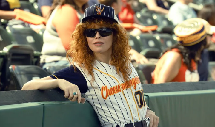 Natasha Lyonne in a minor league baseball uniform in "Poker Face"