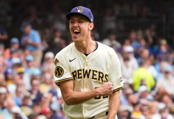 jacob misiorowski celebrating after a strikeout