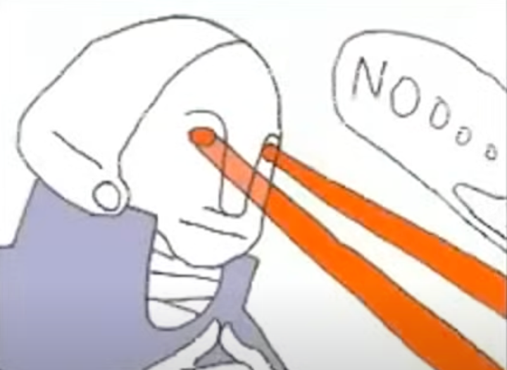 George Washington cartoon with laser beams shooting out of his eyes from that Brad Neely video