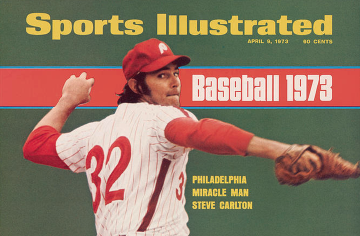 Steve Carlton on the cover of Sports Illustrated with the headline "Baseball 1973!"