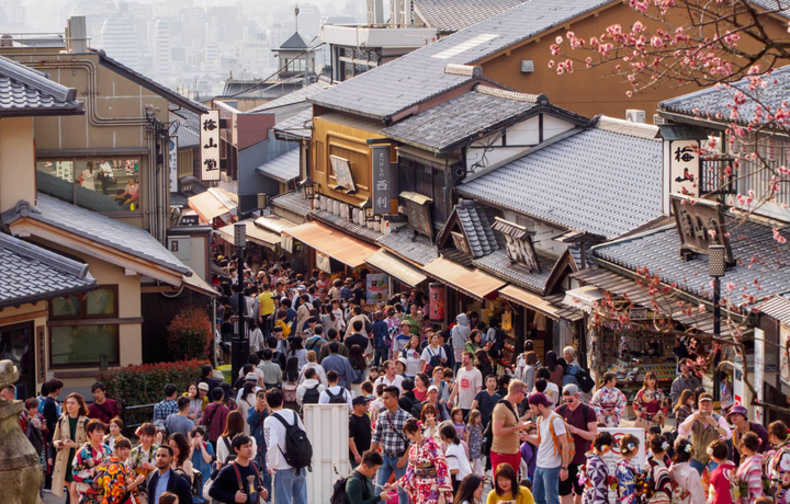 Streets of Kyoto Japan, utterly overrun with tourists