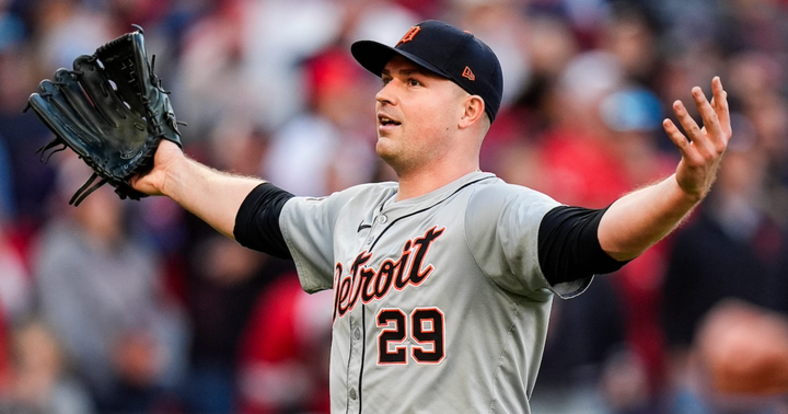 Tarik Skubal with his arms out at his sides