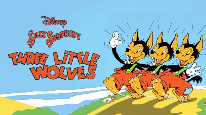 Title card to the 1936 Disney short "Three Little Wolves"