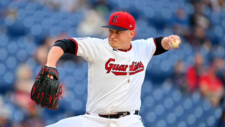 Parker Messick pitching for the Guardians